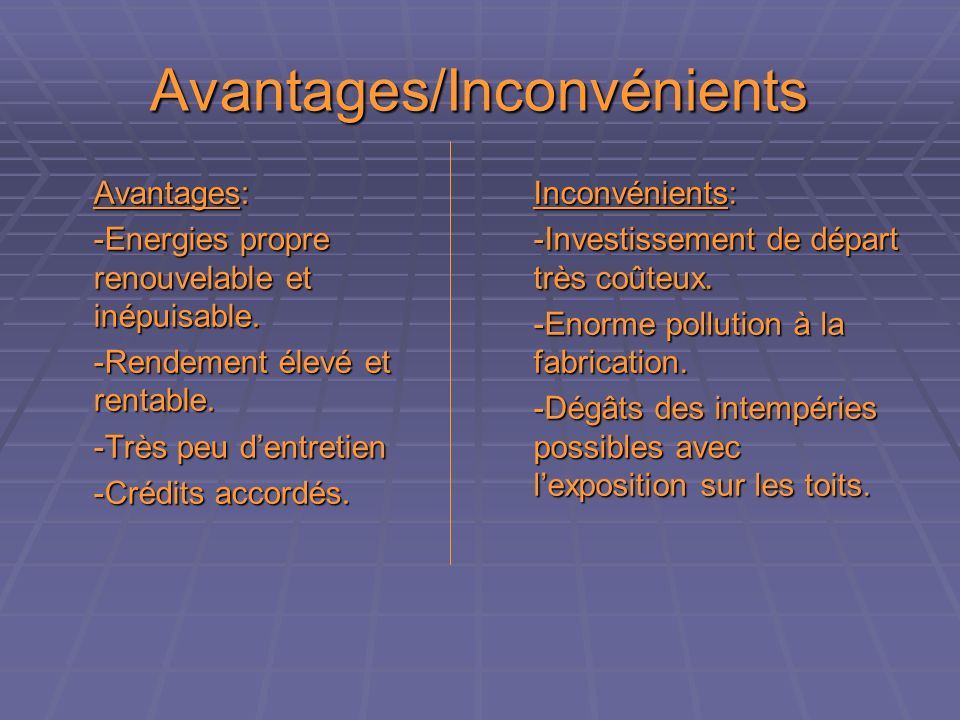 découvrez les avantages des panneaux photovoltaïques : une source d'énergie renouvelable, des économies sur vos factures d'électricité, une augmentation de la valeur de votre bien, et une contribution à la protection de l'environnement. optez pour une solution durable et économique grâce aux panneaux solaires.