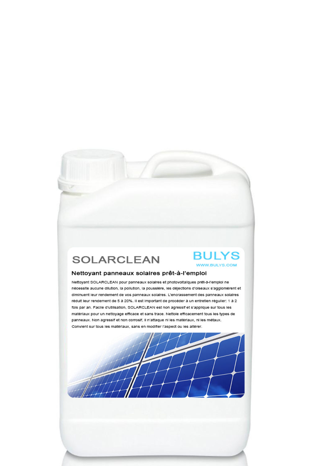 découvrez notre nettoyant spécialisé pour panneaux photovoltaïques, conçu pour optimiser leur performance en éliminant efficacement la saleté, la poussière et les résidus. assurez-vous une production d'énergie maximale et prolongez la durée de vie de vos équipements solaires grâce à notre solution de nettoyage professionnelle.